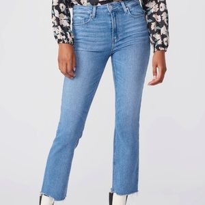 PAIGE // Cindy High Wast Stringy Raw Hem Ankle Straight Leg Jeans